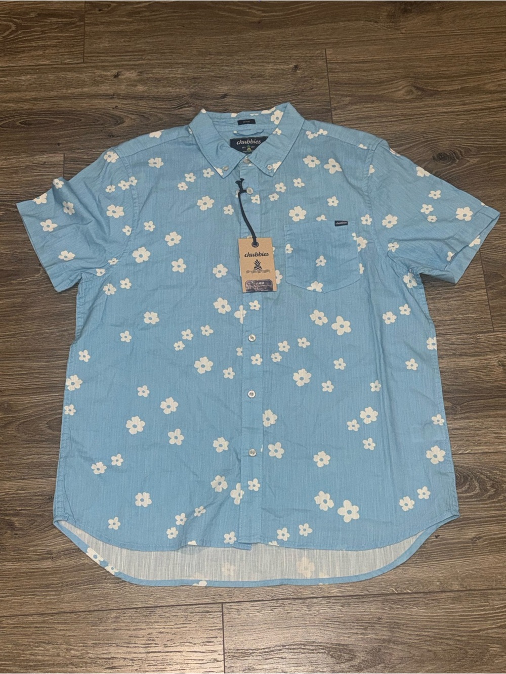 chubbies Light Blue Floral Short-Sleeve Button-Down Shirt